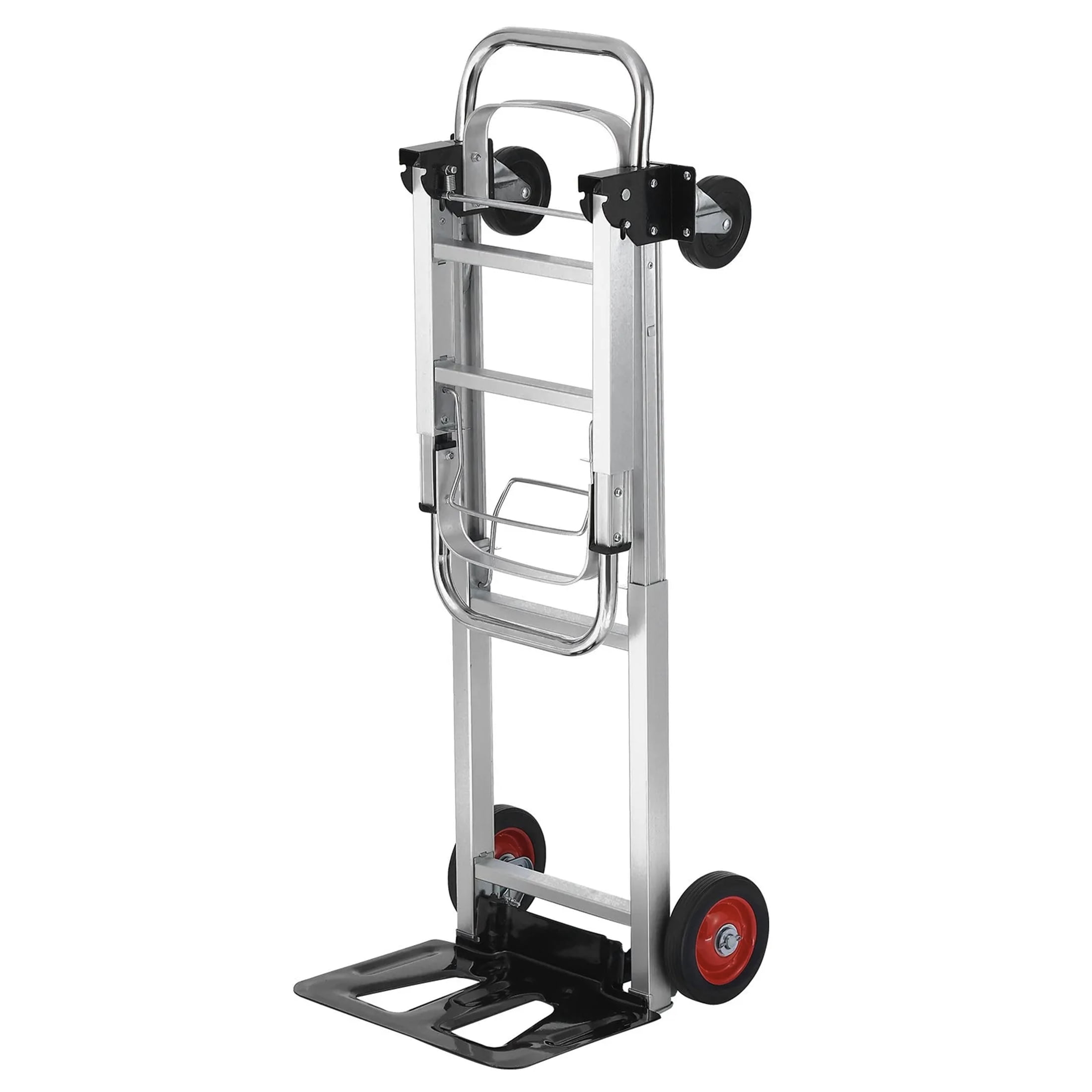 Aluminum Folding Hand Truck 2 in 1 Design - 400 lbs Capacity, Heavy Duty Industrial Collapsible Cart, Dolly Cart with Rubber Wheels for Transport and Moving in Warehouse, Supermarket, Garden - 1 Piec