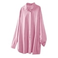 thumbnail image 4 of IROINNID Shirts for Women Long Sleeve Deals Casual Button Down Loose Fitting Solid Blouse,Pink, 4 of 9