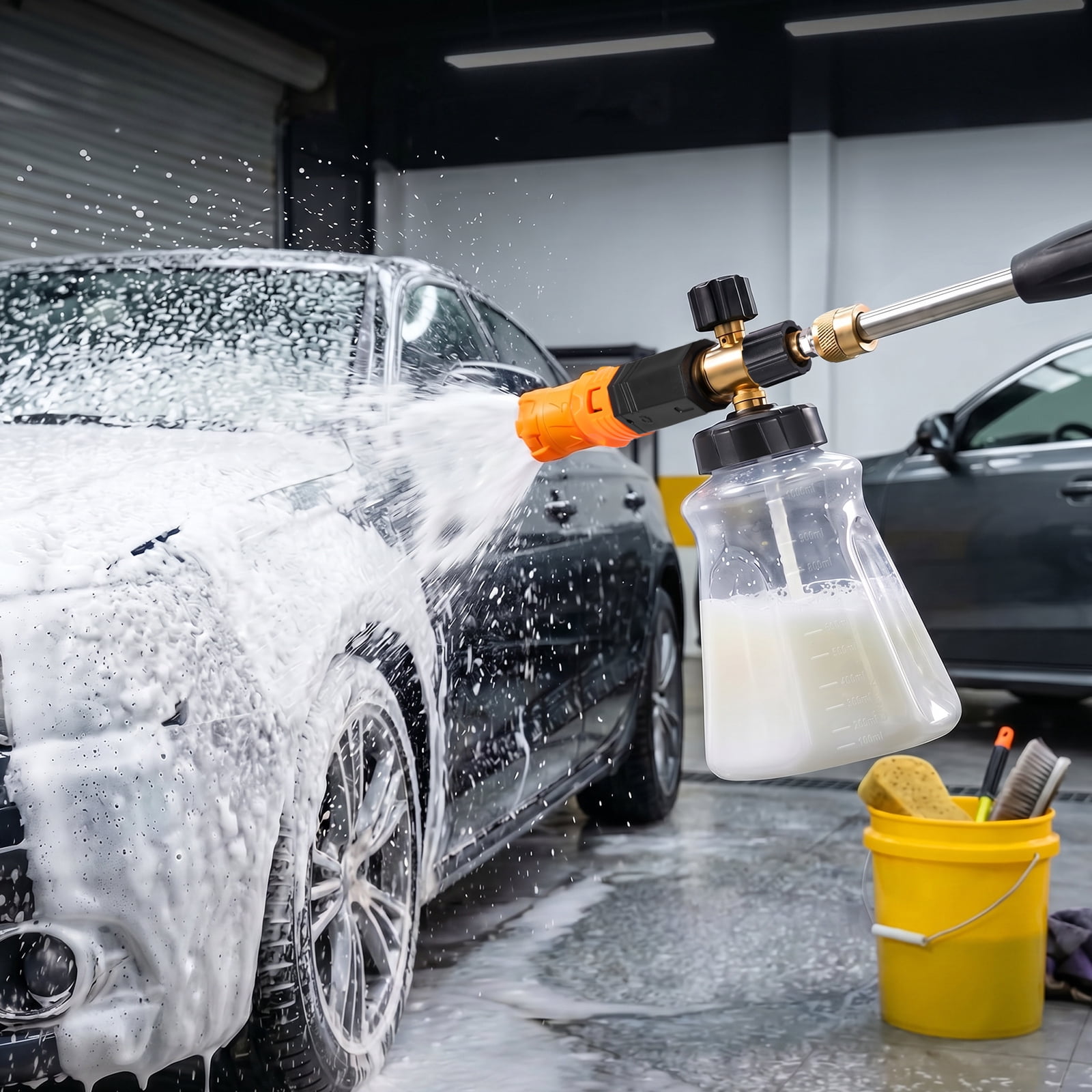 Professional Foam Cannon for Pressure Washer, 1000-4000 PSI Snow Foam Lance with 1.1mm & 1.2mm Orifice Nozzles, 360° Adjustable Spray Pattern, 1/4" Quick Connector for Car Wash and Home Cleaning