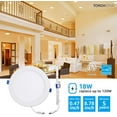 thumbnail image 2 of TORCHSTAR 8" Ultra-Thin Recessed Ceiling Light with J-Box, 2700K Soft White, 18W (120W Eqv.), Dimmable IC-rated Downlight, 1440lm, ETL and Energy Star Certified Slim Panel Light, Pack of 6, 2 of 7