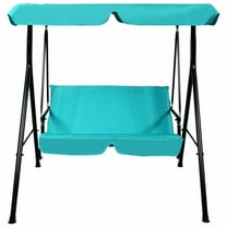 YYAo Porch Swing Chairs,Backyard Porch Swings,Steel Frame Outdoor Loveseat Patio Canopy Swing with Cushion-Blue