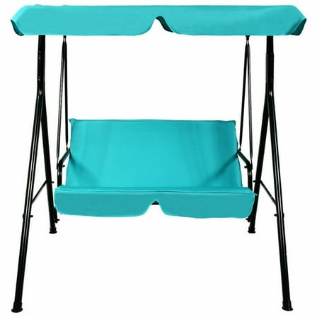 YYAo Porch Swing Chairs,Backyard Porch Swings,Steel Frame Outdoor Loveseat Patio Canopy Swing with Cushion-Blue