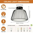 thumbnail image 3 of Lapalife Black Semi Flush Mount Ceiling Light Fixture, Industrial Metal Cage with White Fabric Shade Close to Ceiling Lights for Hallway, Kitchen, Dining Room, Bedroom, 3 of 10