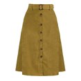 thumbnail image 2 of FALDA MIDI DE CORDUROY PARA MUJERES CHIC ALTA CINTURA CON BOTONES Y CINTURÓN OLIVA AMARILLO M, 2 of 6