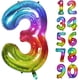 thumbnail image 1 of Birthday Number Balloon 40Inch Large Number Balloons, Rainbow Number 3 Balloon for Birthday Decorations (Number 3 ), 1 of 4