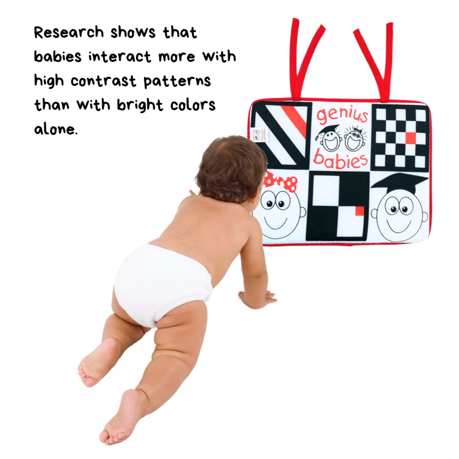 Genius Babies - Baby Mirror for Crib or Car in High Contrast Colors (13.25" x 10.75")