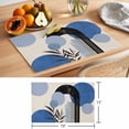 thumbnail image 6 of Boho Middle Century Placemats Set of 6 Abstract Blue Geometric Leaves Place Mats Indoor Wipeable Table Mats Washable Cloth Dining Table Placemats for Kitchen Holiday Party Home Decor 13x19 Inch, 6 of 9