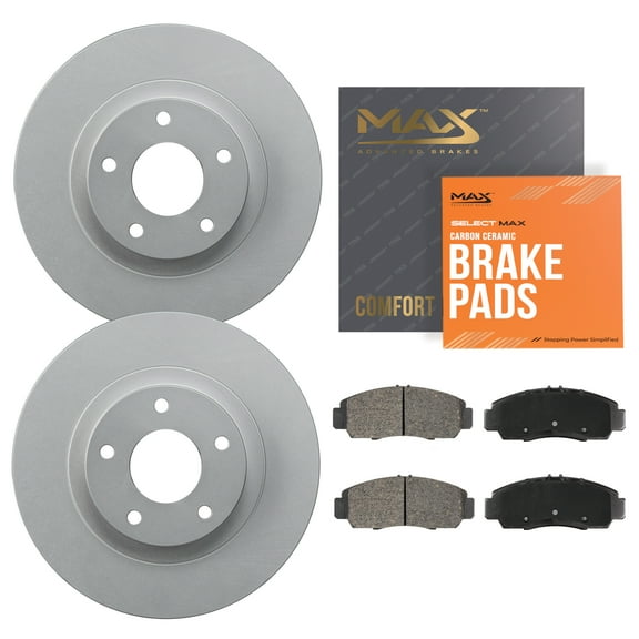 MAX Advanced Brakes - Front Brake Kit For 1997-1998 Dodge Dakota| Carbon Ceramic Brake Pad and Rotor Kit| Daily Driving Geomet Coated Brake Rotors