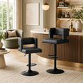 thumbnail image 3 of Adjustable Bar Stools Set of 2 Black PU Leather Metal 35.4"-44" for Bar Kitchen, 3 of 8