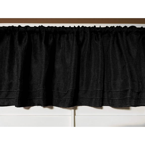 faux burlap window valance 58 wide black with pleated ruffles