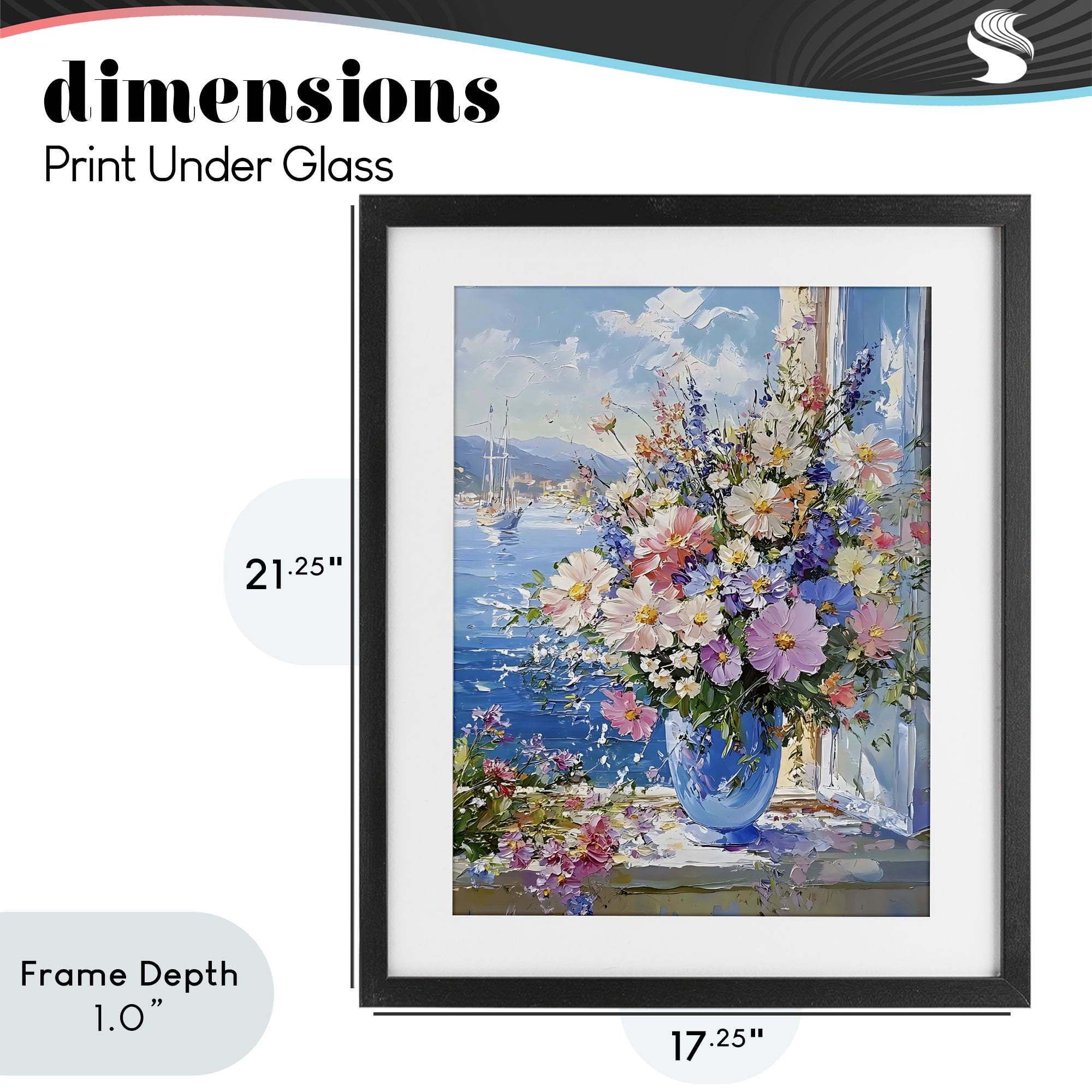 Stupell Industries Beautiful Bouquet on Ledge Black Framed Print Under Glass, design by Creative Studio