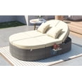 thumbnail image 3 of Outdoor Sun Bed Patio 2-Person Daybed ,Outdoor Bed Cushion with Cushions and Pillows,Adjustable Backrests and Foldable Cup Trays,2-Person Daybed for Garden, Lawn, Backyard, Poolside, Beige, 3 of 7