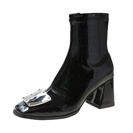 

ZHAGHMIN Ankle Heel Boots For Women Fashion Rome Ultra Solid High Thin Heel Shoes Elegant Buckle Strap Zipper Women Boots Lace Up Women Womens Flat Boots Womens Boots Flat Boots Women Taupe Boots Fo