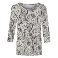 thumbnail image 5 of Camiseta de Manga Larga de las Mujeres Flores Impresas 3/4 Manga Cuello Redondo, Camisetas de Manga 3/4 para Mujeres Suaves Elásticas, 5 of 5
