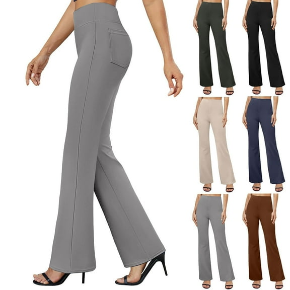 Mlqidk Womens Wide Leg Bootcut Dress Pants Stretchy Business Casual Pants Beige Slacks High Waist Work Pants Office Trousers Pants S