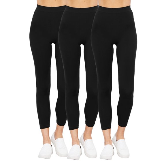Women's 3 Pack Seamless Stretch Leggings High Waist Soft Nylon Spandex