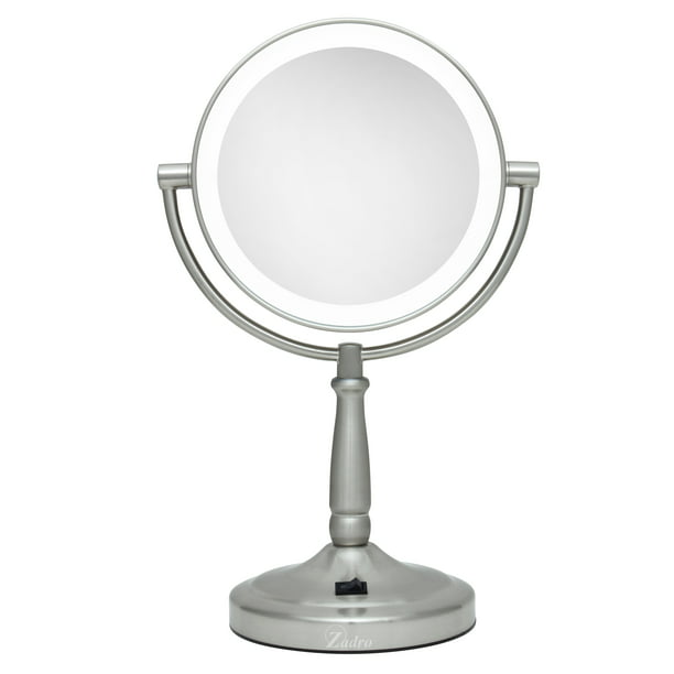 Zadro 9" Round LED Makeup Mirror with Lights and Magnification AA Operated Swivel Lighted Makeup Mirror - Walmart.com