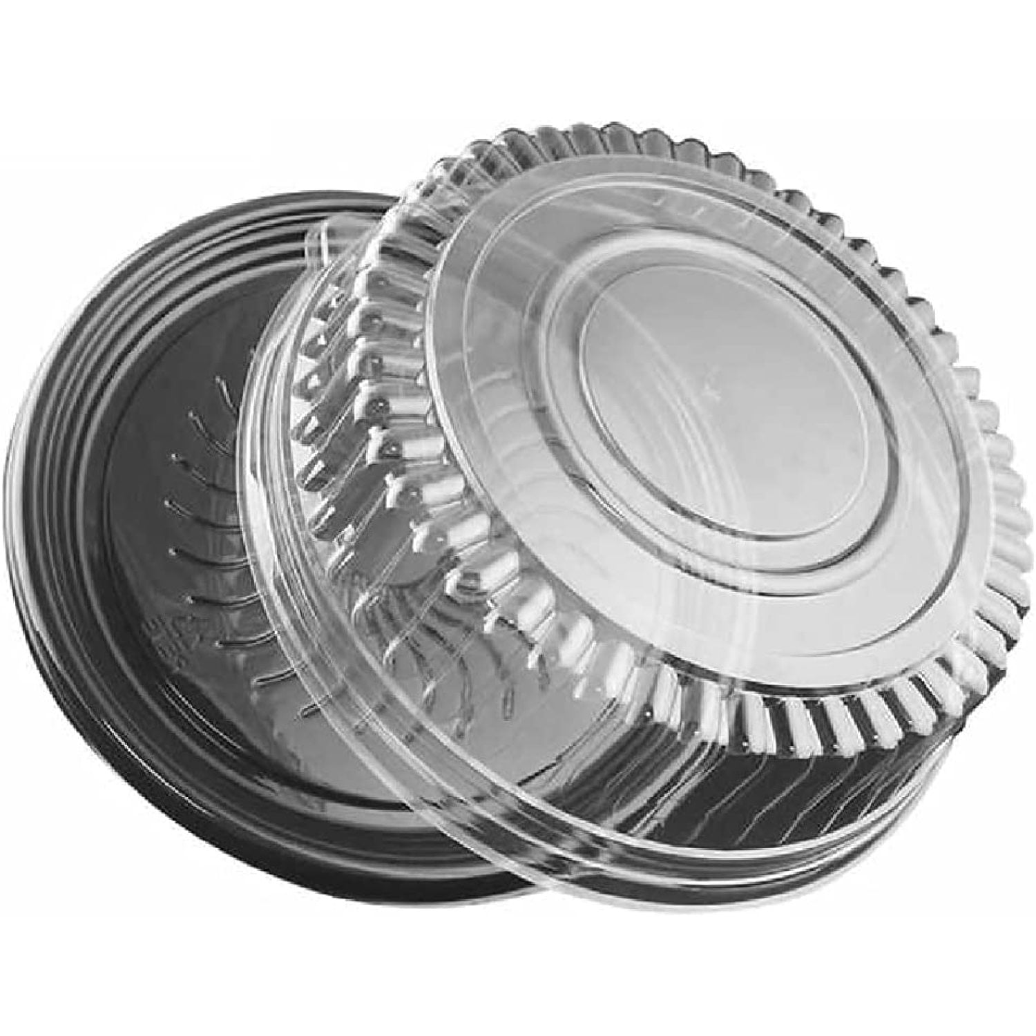 Heavy Duty, Recyclable Serving Tray with High Dome Lid, Black Plastic