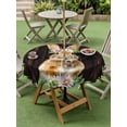 thumbnail image 3 of Easter Bunny Outdoor Tablecloth - 54 Inch Round Dining Table Cover, Spring Daisy Botanical Leaves Brown Wood Waterproof Outdoor Table Cloth with Umbrella Hole & Zipper for Picnic/Patio/Party, 3 of 7