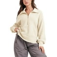 thumbnail image 4 of EFINNY Women's Half Zipper Pullover Long Sleeve Fleece Casual Sweater Top, 4 of 7