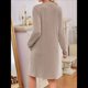 thumbnail image 5 of Vestido Informal de Larga con Bolsillos y Cuello en V para Mujer, Holgado, para Otoño e Invierno Caqui M, 5 of 9