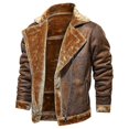thumbnail image 1 of Men's Faux Leather Jacket Sherpa Aviator Bomber Jacket, 1 of 5