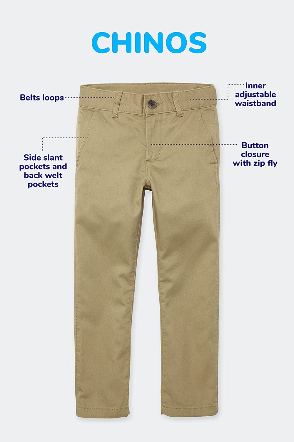 The Children's Place Boys 2-Pack Stretch Chino Woven Bottoms, Sizes 4-16 