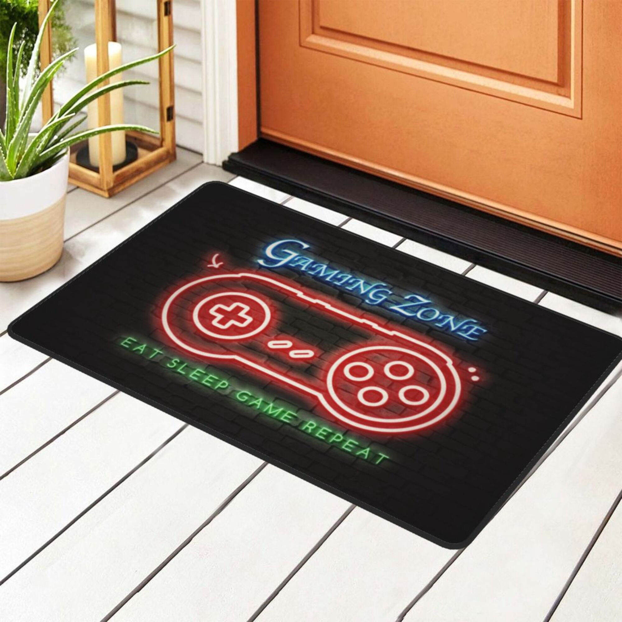 Neon Cool Handle Gamer Zone Rugs Doormat, Non-Slip Machine Washable ...