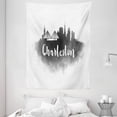 thumbnail image 1 of Charleston Tapestry, Smoky Style City Skyline Simplistic Illustration Modern Graphic Design, Wall Hanging for Bedroom Living Room Dorm Decor, 60W X 80L Inches, Charcoal Grey White, by Ambesonne, 1 of 2