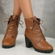 thumbnail image 3 of NECHOLOGY Botas Mujer Adulto Femenino Zapatos Botines mujer Botines De Mujer Botas De Tacón Grueso Zapatos De Moda Y Versátiles (Brown, 8), 3 of 7
