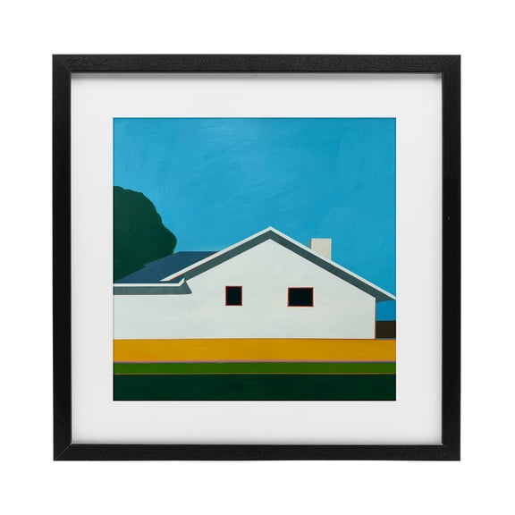 Stupell Industries Mid-Century Sunkissed Suburbia House Black Framed Print Under Glass, 13 x 13, by Jan Weiss