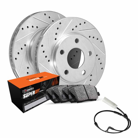 R1 Concepts Rear Brakes and Rotors Kit |Rear Brake Pads| Brake Rotors and Pads| Super Duty Brake Pads and Rotors| Sensor WGXC1-40002