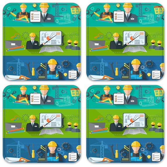 Vinyl Drink Coasters - Set of 4 - Engineering
