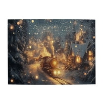 500 PCS Snowy Night Steam Train Puzzles For Adults 500 Pieces,Creative Activity Hobbies For Adults,Unique And Beautiful Design,Charm Steam Train Snowy Scenery Wooden Jigsaw,Stress Relieving Puzzle