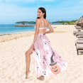 thumbnail image 6 of FORMRS Womens Long Sarong Beach Wrap Semi-Sheer Bikini Skirt Bathing Swimsuit Cover Up, Pink Halloween Ghosts, 6 of 7