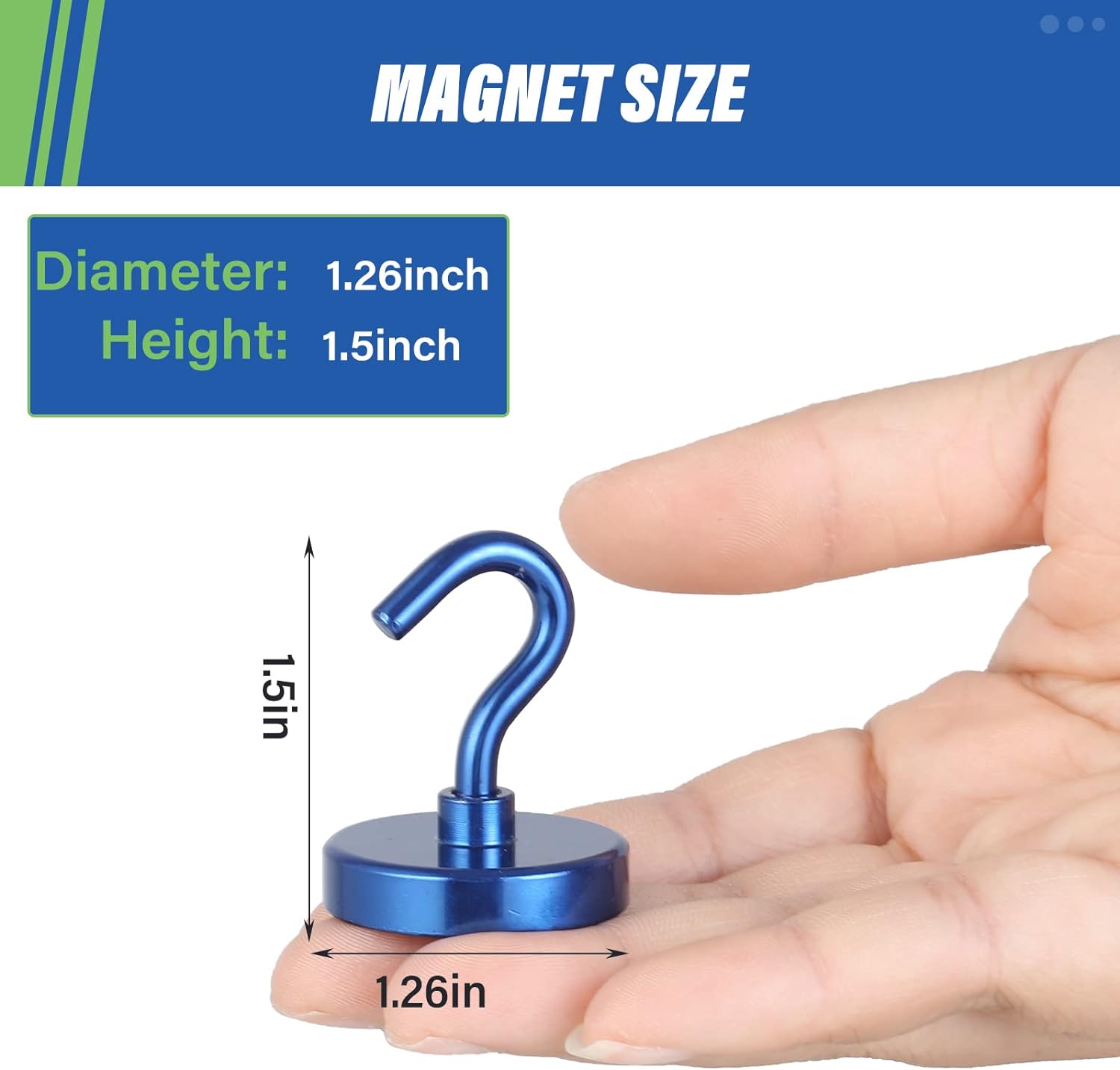 JJEAN-Magnetic Hooks, Heavy Duty 130lb+ Strong Magnet Hook for Cruise Cabins, Cruise Ship Essentials for Hanging, Metal Wall Refrigerator Hangers (Navyblue, 10 Pack)