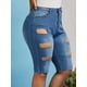 thumbnail image 1 of Corte de escalera deshilachada Pantalones cortos de longitud de la rodilla Rosegal Pantalones cortos de talla grande, 1 of 5