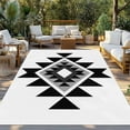thumbnail image 3 of Fsddascl Black Gray Boho Outdoor Rug for Patio/Deck/Porch, Non-Slip Large Area Rug 4 x 6 Ft, Modern Abstract Geometric Lattice Indoor Outdoor Rugs Washable Area Rugs, Reversible Camping Rug Carpet, 3 of 5