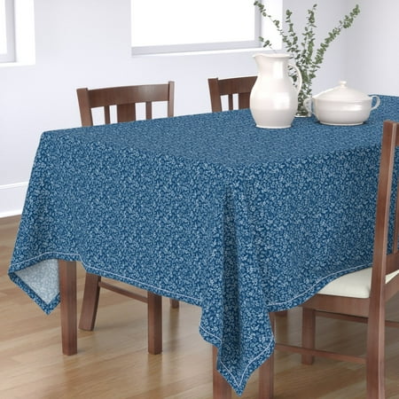 

Cotton Sateen Tablecloth 70 x 144 - Angel Blue Floral Antique Ditsy Print Custom Table Linens by Spoonflower