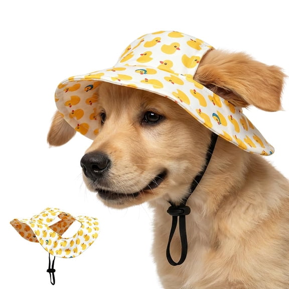 Outdoor Sun Hat for Pets, Adjustable Dog Sun Hat with Ear Holes for Small and Medium-sized Cats and Dogs, Breathable Pet Bonnet