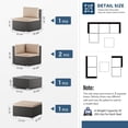 thumbnail image 4 of SUNCROWN 5-Piece Outdoor Patio Sectional Furniture Set, Wicker Modular Conversation Sofa with Coffee Table, Ottoman, and Dark Gray Cushions, All-Weather Rattan Sectional for Backyard, Garden,Brown, 4 of 9