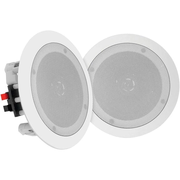 PYLE PDICBT852RD - Dual 8’’ Bluetooth Ceiling / Wall Speakers, 2-Way Flush Mount Home Speaker Pair, 250 Watt