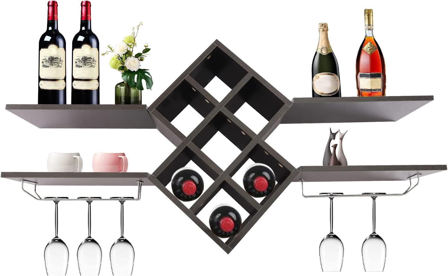 Diamond Wall Rack Miumaeov Wall Wine Rack Storage Rack Restaurant Creative Wall Hanging ...