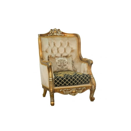 Imperial Luxury Black & Silver Gold LUXOR II Arm Chair EUROPEAN FURNITURE