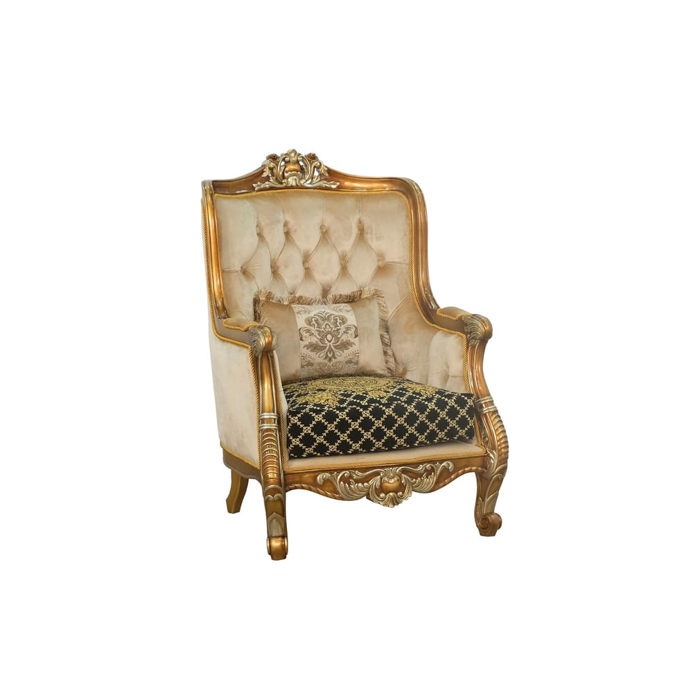 Imperial Luxury Black & Silver Gold LUXOR II Arm Chair EUROPEAN