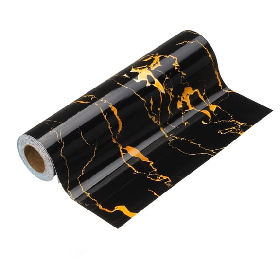 Uxcell Wood Grain Wallpaper Border 8" x 16.4ft Textured Frame Sticker, Black Gold