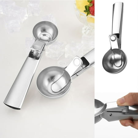 

Mats for Kitchen Table Stainless Steel Ice Cookie Dough with Trigger Spoon for WaterMelon Yogurt Sorbet Jelly and Baking Digging Spherical Shape