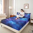 thumbnail image 4 of Homewish Teens Starry Sky Twin Sheet Sets 3pcs,Universe Galaxy Twin Fitted Sheet Microfiber,Abstract Gradient Breathable Flat Sheet,Breathable Home Decor, 4 of 7