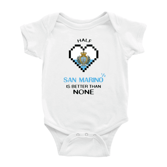 Half San Marino Is Better Than None Baby Bodysuits Newborn Clothes (White, 0-3 Months)