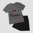 thumbnail image 2 of TOWED22 Toddler Baby Boy Clothes 2pcs Dinosaur Truck Print Short Sleeve Tee Elastic Shorts Summer Outfits(Grey,4-5 Y), 2 of 4